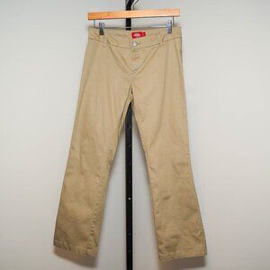 Dickies Girl Juniors Slim Worker Boot Cut Pants in Khaki - Size 5